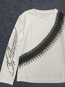 เสื้อยืดคอกลมแขนยาวผ้าฝ้ายพิมพ์ลายกราฟิกแขนตัดสีขนาดใหญ่พิเศษสำหรับสตรีทแวร์ (แบรนด์ส่วนตัว) - Product Image 4