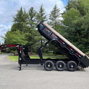 Remorque benne noire à col de cygne, triple essieu, utilitaire, pour transport de marchandises agricoles, avec bâche 110 GSM, en stock - Product Image 5