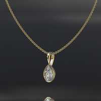 Pendentif en moissanite poire plaqué rhodium avec chaîne torsadée en or 14 carats, certifié IGI, sans conflit, luxe chrétien, clarté VS/SI G