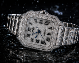 Reloj de Lujo con Diamantes Cuadrados para Hombre, con Esfera Romana Automática, Caja de Oro Blanco, Correa de Moissanita, Estilo Vintage - Product Image 4