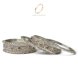Bracelet en argent plaqué avec pierres de zircon rose haute brillance, bracelets en acier inoxydable, collection de mariage et de fêtes, vente en gros - Product Image 4
