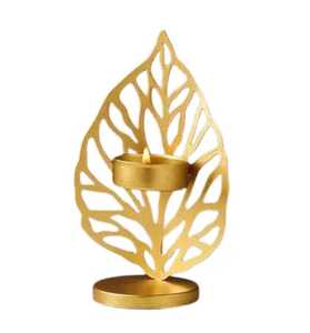 Elegant Gold Metal Hollow Out Leaf <b>Candle</b> Holder Modern Tropical Monstera Leaf Tealight Stand for Wedding Table Skies Trader - Product Image 1