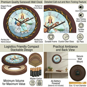 นาฬิกาแขวนผนังพิมพ์ลายส่วนตัว ซาราสวติ รุ่นโมเดิร์น - ของตกแต่งบ้านธีมการศึกษาสุดหรู ของขวัญสำหรับวันแม่และวันรับปริญญา - Product Image 3