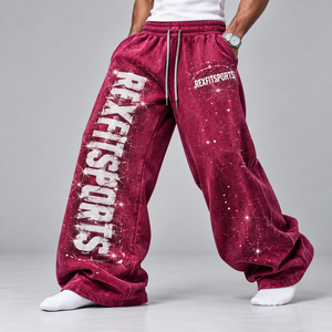 <b>Baggy</b> Wide Leg Sweatpants Men Custom Side Stripe Loose Fit <b>Track</b> <b>Pants</b> Streetwear Drawstring Waist Bulk Streetwear Manufacturer - Product Image 5
