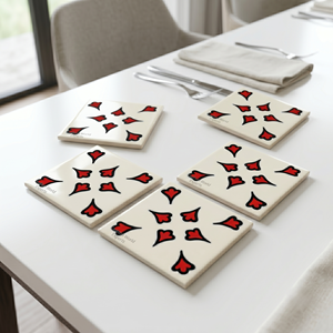 Handmade Resin Coaster <b>Set</b> with Red Heart Design Custom Decorative Drink Coasters Luxury Home Decor Table Accessories - Product Image 2
