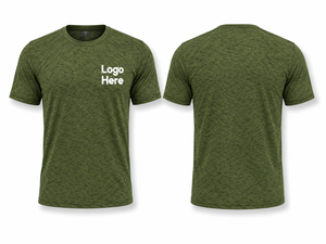 Camiseta de Manga Corta Verde para Hombre, 100% Poliéster, Secado Rápido, Cuello Redondo, Corte Regular, Informal, Tejido de Punto, Logotipo Estampado en la Parte Delantera - Product Image 1