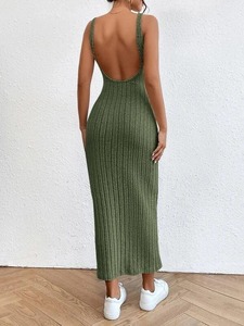 New Fashion American Style Spring Summer New Sleeveless Strap Long Dress Sexy Wrapped <b>Hip</b> Waist Knitted Dress - Product Image 5