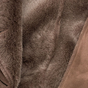 Manteau long élégant en daim pour femme avec col et poignets en fourrure de renard, veste d'hiver coupe-vent à manches longues et fermeture à bouton unique - Product Image 4