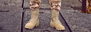 <b>Men</b>’s Tactical Boots Waterproof Outdoor Desert & Jungle Hiking Shoes High-Top Beige - Product Image 3