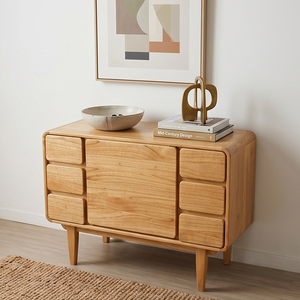 Premium Solid Oak Wood Mid Century Modern Chest Of Drawers Sideboard Credenza For Living Room - Product Image 5