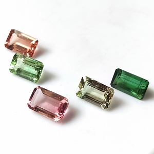 8x5 mm Tourmaline naturelle zambienne calibrée multicolore pastel de 5,95 carats, taille émeraude, lot de 5 pierres précieuses en vrac - Product Image 2