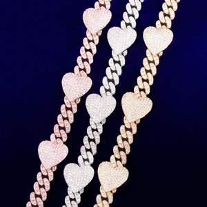 Pulseras de Cadena con Diamantes en Forma de Corazón, Chapadas en Oro Rosa de Lujo, Joyería Unisex para Regalo, Estilo Micro Incrustado - Product Image 2