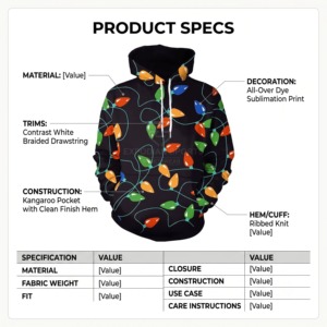 Custom Printed <b>Christmas</b> Men's Pullover <b>Hoodie</b> 100% Cotton Regular Fit Winter Eco-Friendly Breathable with Pocket - Product Image 5