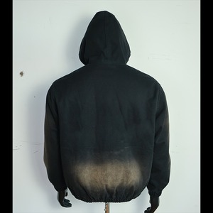 Sweat à capuche court de luxe personnalisé pour homme, style Hip Hop, coupe oversize, 100% Coton respirant, épaules tombantes, coupe carrée, uni - Product Image 3
