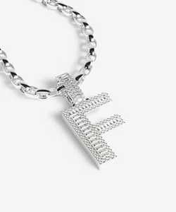 Luxury <b>Letter</b> D Moissanite Pendant With Baguette Cut Channel Setting 925 Silver Chain Unisex Everyday Wear Jewelry - Product Image 2