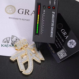 Pendentif Lettre Hip Hop en Diamant de Laboratoire, Argent 925, Coupe Ronde, Bijou Quotidien pour Homme - Product Image 3