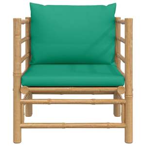 Canapé de jardin individuel avec structure en bambou vert naturel et chaises de jardin en polyester - Product Image 3