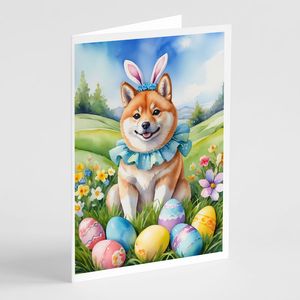 Whimsical Shiba Inu Easter Egg Hunt A7 Tamaño 5x7 Tarjetas de notas en blanco Paquete de 8 con sobres - Product Image 1