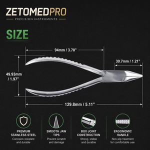Pince à bec effilé Snipe 130 mm en acier inoxydable INOX, outil de fabrication de bijoux ZetomedPro - Product Image 2