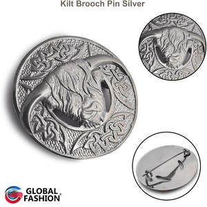 Broche de Kilt con Diseño de Vaca de las Tierras Altas Escocesas - Latón, 3 Pulgadas, Alta Calidad, Diseño Tradicional Formal 2026 - Product Image 5