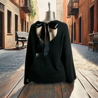 Pull à col rond pour femme, élégant, avec logo avant, manches régulières, tricot chaud, coupe ample, pull décontracté d'automne