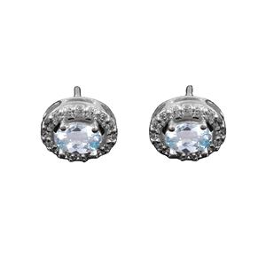 Blue Zircon Earrings 925 Sterling Silver Studs CZ Gemstone December Birthstone <b>Jewelry</b> Women Special - Product Image 1