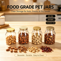 Pot en plastique PET de qualité alimentaire, transparent, vide, avec couvercle métallique hermétique pour bonbons, biscuits, snacks, cuisine, vente en gros, logo personnalisé