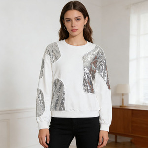 Pull-over Femme Automne à Paillettes Brodées, Nouvelle Collection 2026, Manches Longues, Coupe Ample, Sweat-shirt Tendance - Product Image 1