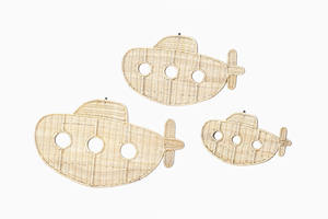 Décoration murale artisanale en rotin en forme de poisson-sabre, en matériaux organiques, pour chambre d'enfant, avec réduction spéciale. - Product Image 2