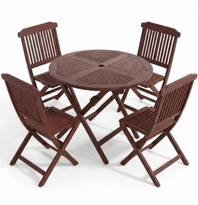 Ensemble de table et chaises pliantes en bois méditerranéen avec parasol pour cour - Product Image 3