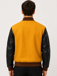 Naswears Men's <b>Winter</b> Varsity <b>Jacket</b> Wool & <b>Leather</b> Shell Reversible Heated Eco-Friendly Breathable Anti-Bacterial Sporty Design - Product Image 2