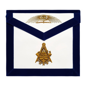 Master Mason Freemason Navy <b>White</b> <b>Apron</b> Gold Beehive Embroidery Custom OEM Blue Lodge Masonic Regalia Brotherhood Wear - Product Image 1