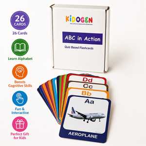 Tarjetas Educativas ABC Kidogen, 26 Piezas, Tarjetas de Aprendizaje del Alfabeto Coloridas para Niños Preescolares de 3 a 6 Años, Papel Laminado de 12x12cm - Product Image 3