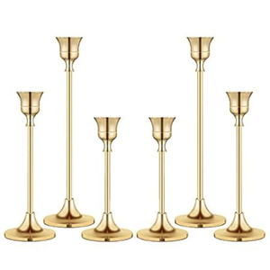 Juego de 3 candelabros de latón dorado, modernos y decorativos, para centro de mesa, para decoración de bodas y cenas. - Product Image 1
