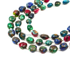 Cuentas de Turquesa Mohave Arcoíris en Forma de Pepita 6x8 8x10mm, Hilo de Cuentas de Turquesa Multicolor, Cuentas de Piedras Preciosas de Turquesa Mohave Natural - Product Image 1