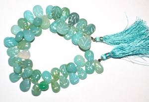 Perles de chalcédoine aqua naturelle sculptées en forme de poire, pierres précieuses en vrac pour la fabrication de bijoux, vente en gros - Product Image 4