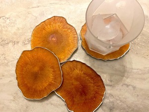 High Gloss <b>Epoxy</b> Resin Tea <b>Coffee</b> Coaster Set with Stand Handmade Square Round <b>Table</b> Protection Best Price - Product Image 5