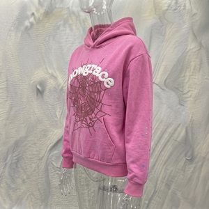 เสื้อฮู้ดโอเวอร์ไซส์ Snowgrace Winter Pink ซิปหน้า ผ้าเฟรนช์เทอร์รี่ 80% คอตตอน 20% โพลีเอสเตอร์ กระเป๋าปักลาย สไตล์ลำลอง ใส่ได้ทั้งชายและหญิง - Product Image 3