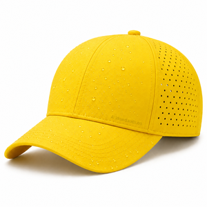 Casquette de sport OEM personnalisée imperméable, perforée au laser, séchage rapide, évacuation de l'humidité, réglable, à fermeture snapback, pour activités de plein air - Product Image 1