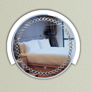 Miroir LED en acrylique irrégulier de qualité supérieure avec design à rainure en V sans cadre, interrupteur tactile, art mural, écologique et léger - Product Image 5