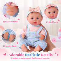 Poupées Reborn Babeside Riley de 12 pouces en vinyle complet, ensemble panier bébé miniature, cheveux sculptés à la main, fabricant sur mesure