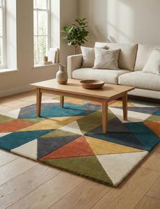 Luxury Hand Tufted Non-Slip Medium Pile Geometric Area Rug Modern Abstract Wool Carpet for Living Room Bedroom Office Hotel Home - Product Image 4