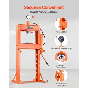 Prensa Hidráulica Neumática de 30 T con Marco en H, Estable, Ajustable, con Soporte Triangular para Uso en Taller - Product Image 6