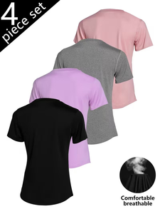 <b>Women's</b> Summer Yoga & Running <b>T</b>-<b>Shirts</b> Breathable Quick-Dry Short Sleeve Crew Neck Solid Color Stretchy Blend Perfect Bangladesh - Product Image 3