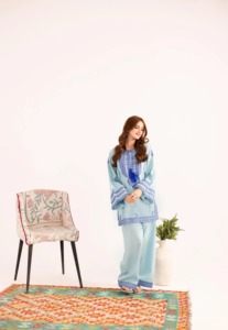 Salwar Kameez de Algodón Bordado Azul Claro para Mujer, Estilo Tradicional Holgado, Ropa Étnica para Fiestas, Estilo India Pakistán, para Todas las Temporadas - Product Image 1