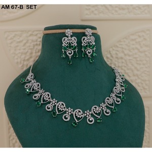 MIJ Luxury American Diamond CZ Stones Silver Plated Alloy <b>Bridal</b> Wedding Engagement Jewelry Set Fancy Style - Product Image 2