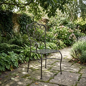 Juego de Sillas de Comedor de Hierro Forjado para Jardín, Muebles de Patio de Metal con Recubrimiento en Polvo para Restaurante, Cafetería, Hotel - Product Image 3