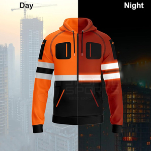 High Visibility Green <b>Work</b> Hoodies Safety Hoodie Warm Fleece <b>Jacket</b> With Zipper Road <b>Construction</b> Working Wear Safty Hoodies - Product Image 6