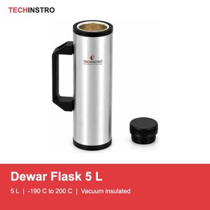 Grande fiole Dewar de 5 L en acier inoxydable à double paroi sous vide pour le stockage de l'azote liquide en laboratoire - Product Image 2