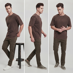 Camisetas Oversize para Hombre, Estilo Vintage, de Gran Gramaje, para Gimnasio y Entrenamiento, con Lavado Ácido, Holgadas, de Color Liso, Estilo Urbano, con Efecto Stone Wash - Product Image 6